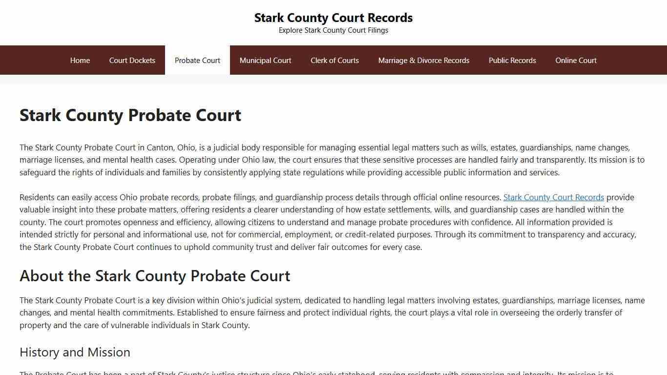 Stark County Probate Court - Stark County Court Records
