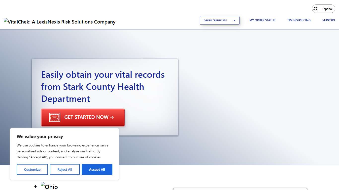 Stark County Health Department (OH) | Order Certificates - VitalChek